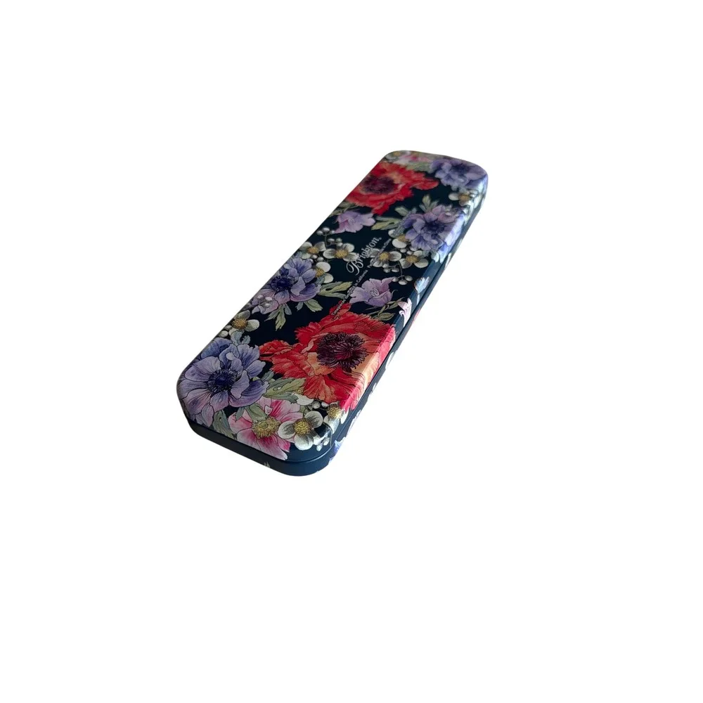 Brighton Tin Case Navy Blue Floral Anemone Poppy Rectangular Box Accessory
